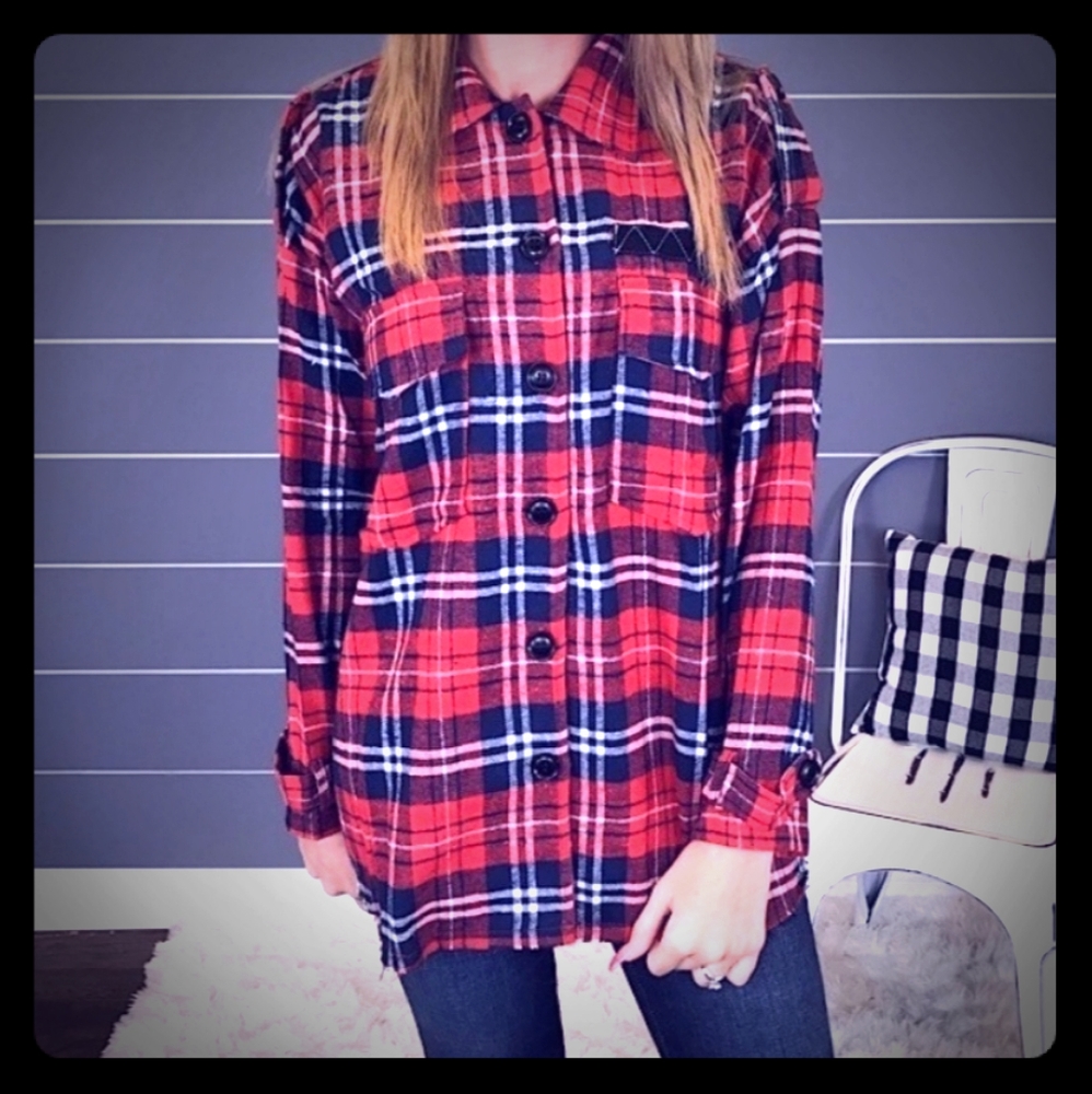 POL NWT Tartan Plaid Flannel Top S